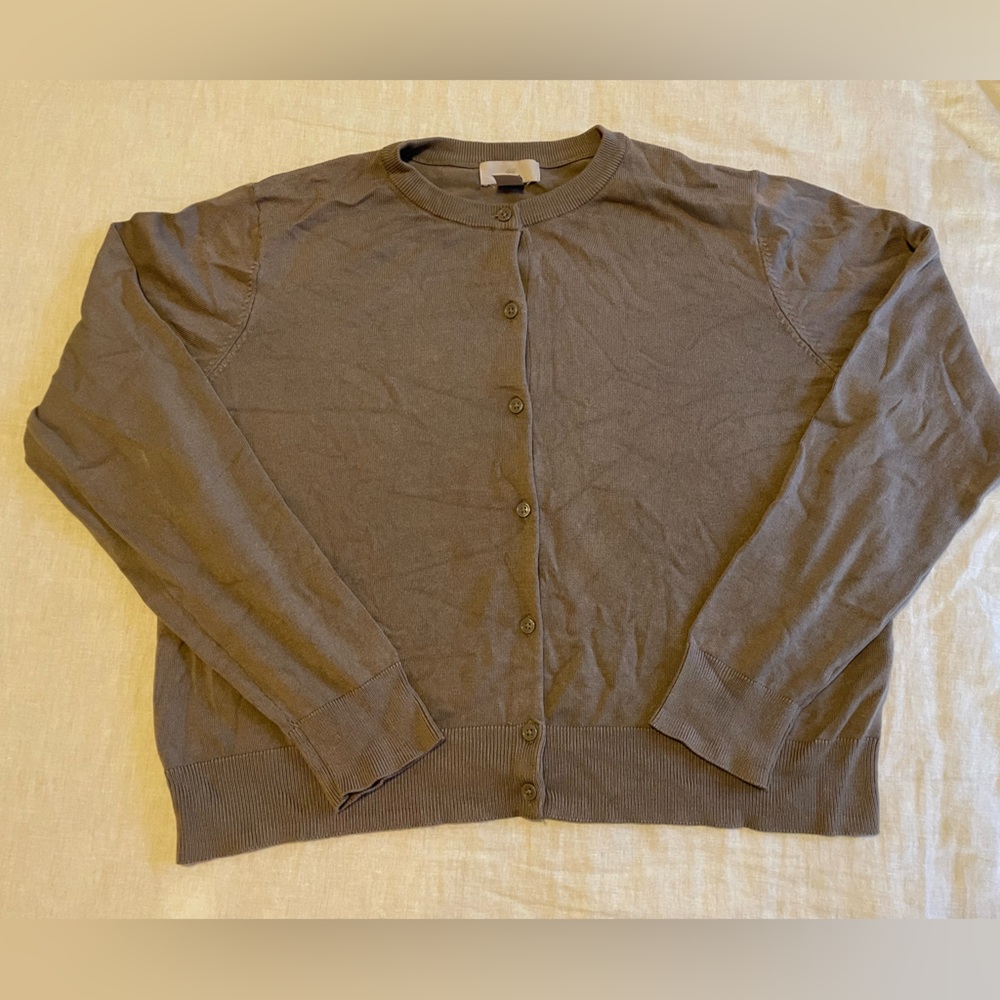 H&M Brown Crewneck Cardigan
